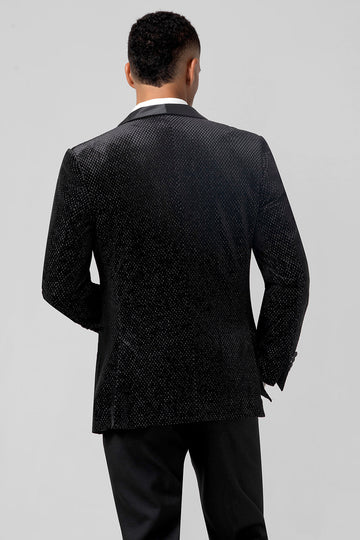 Sort 3-delt sjal revers en knap mænds bryllupsdragter